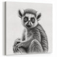 Monochrome Lemur Art Print - Elegant Black and White Wildlife Decor