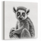 Monochrome Lemur Art Print - Elegant Black and White Wildlife Decor