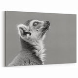 Elegant Lemur Art Print - Minimalist Black and White Wildlife Decor