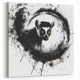 Abstract Lemur Art Print - Dynamic Black and White Wildlife Wall Decor