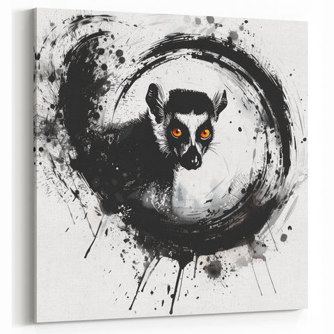Abstract Lemur Art Print - Dynamic Black and White Wildlife Wall Decor