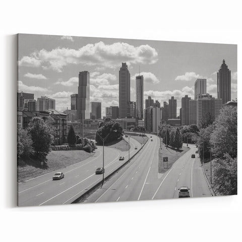 Black and White Atlanta Skyline Wall Art | Modern Cityscape Print