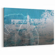 Geometric Strokes and Lines Abstract Art in Ocean Tones