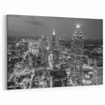 Atlanta Skyline Night View Wall Art | Black and White Cityscape Print