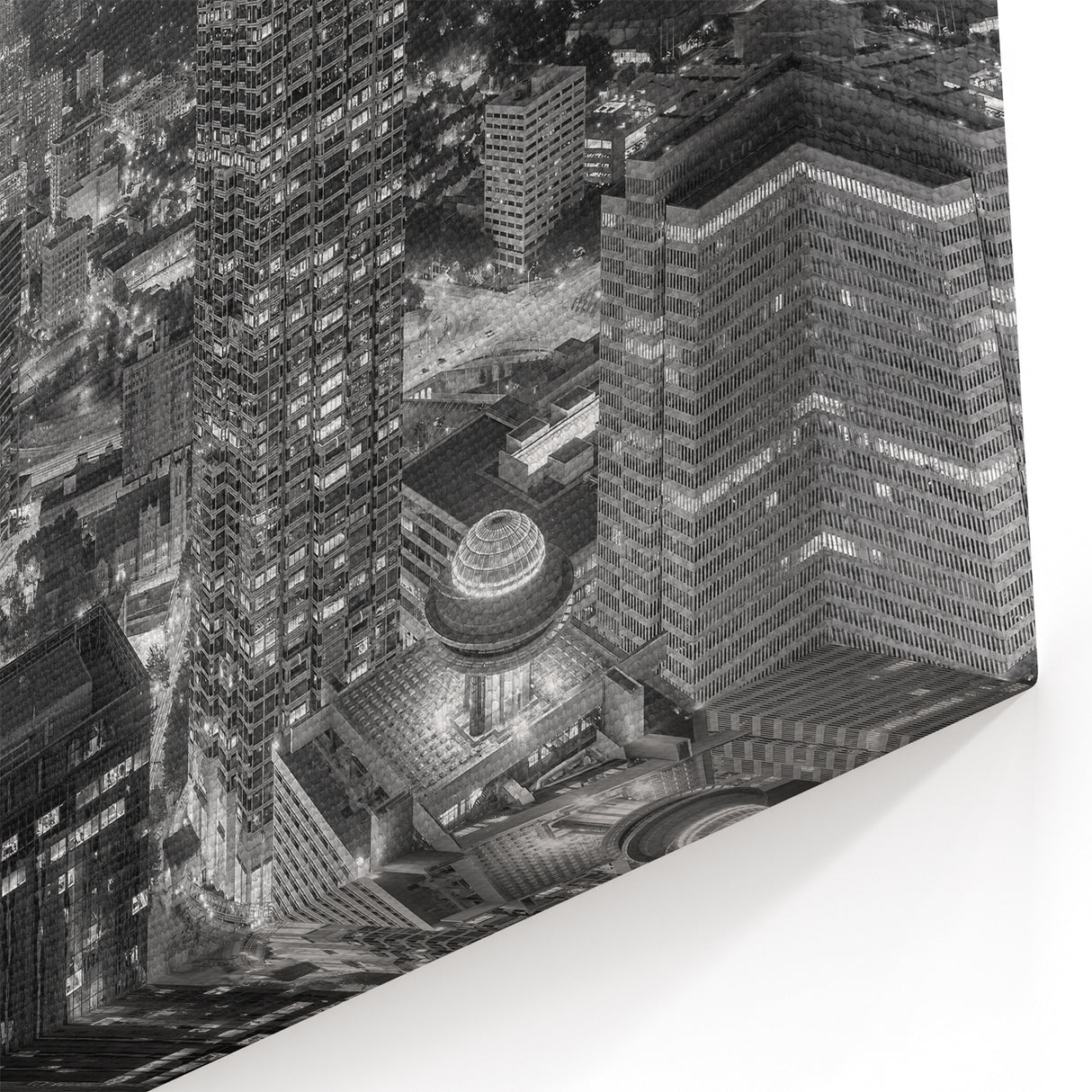 Atlanta Skyline Night View Wall Art | Black and White Cityscape Print