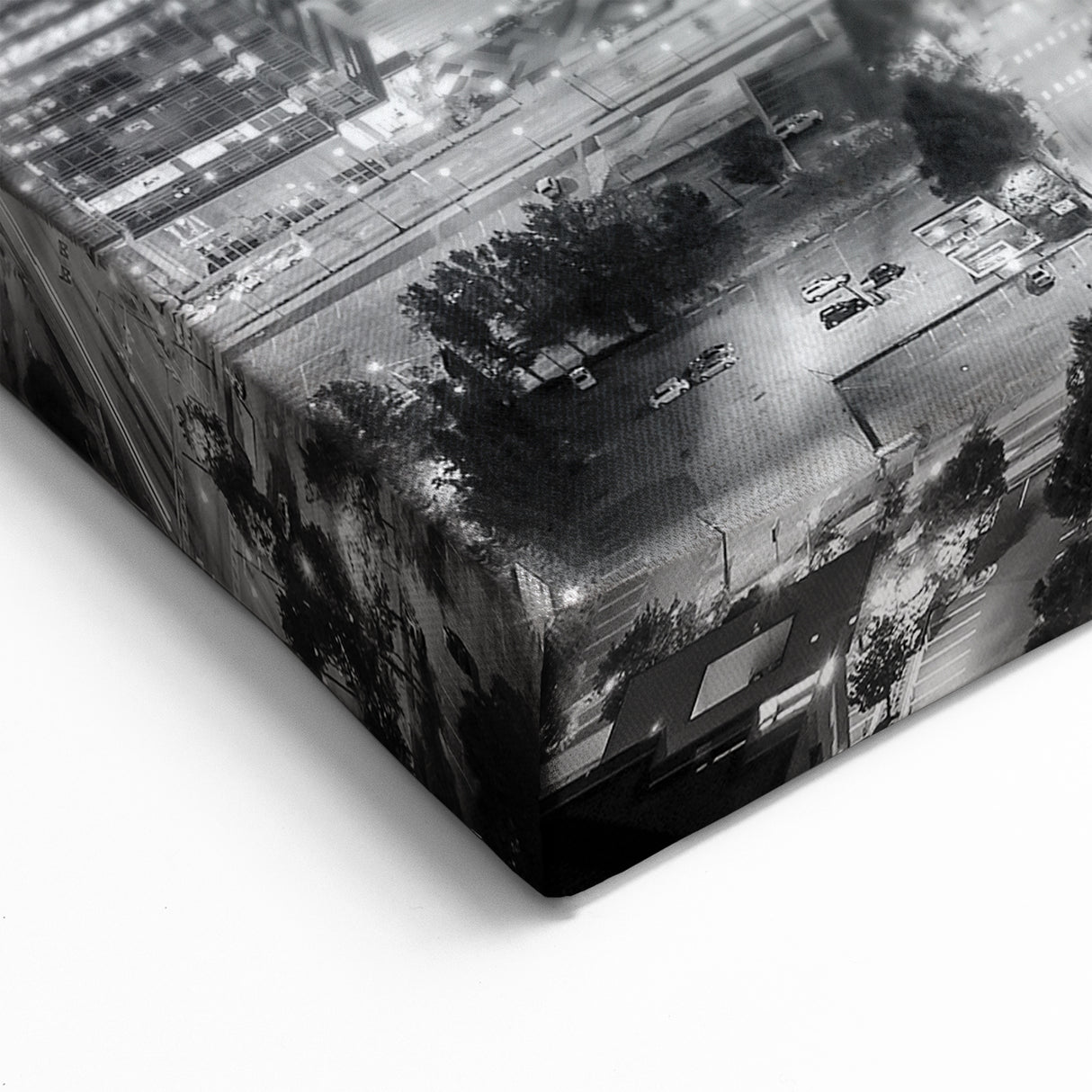 Atlanta Skyline Night View Wall Art | Black and White Cityscape Print