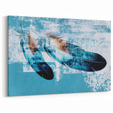 Abstract Feather Design with Strokes in Turquoise and Brown