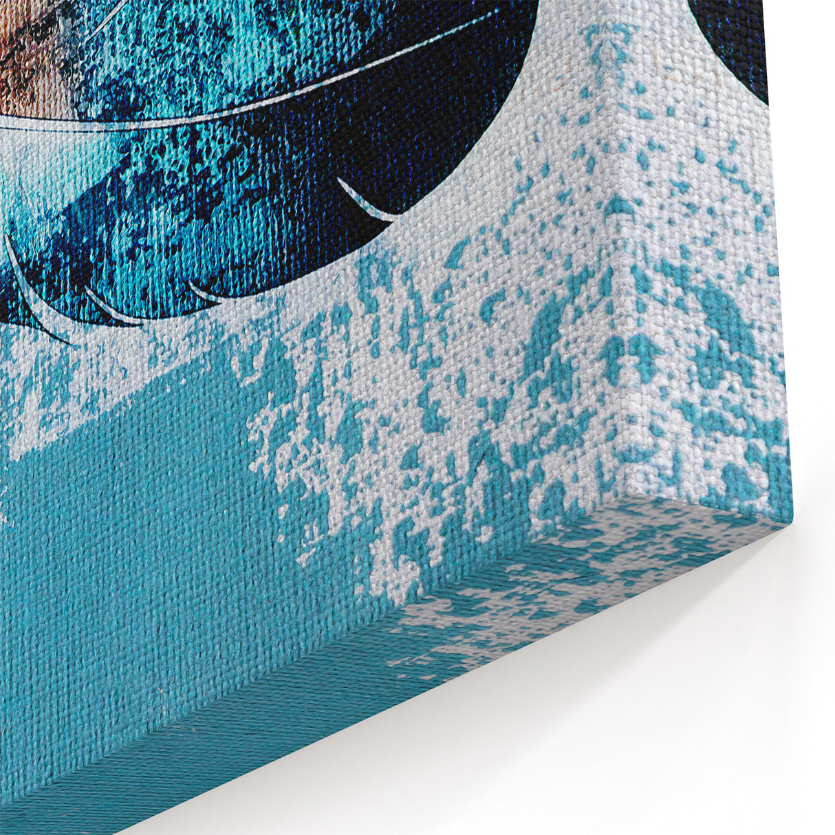 Abstract Feather Design with Strokes in Turquoise and Brown