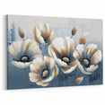 Elegant Floral Abstract Art with Neutral and Blue Tones