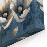 Elegant Floral Abstract Art with Neutral and Blue Tones