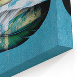 Abstract Feather Art with Turquoise and Yellow Hues