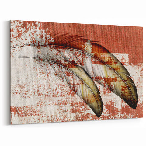 Rustic Feather Abstract Art in Warm Earth Tones