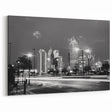 Atlanta Skyline Night Scene Wall Art | Black and White Cityscape Print