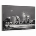 Atlanta Skyline Night Scene Wall Art | Black and White Cityscape Print