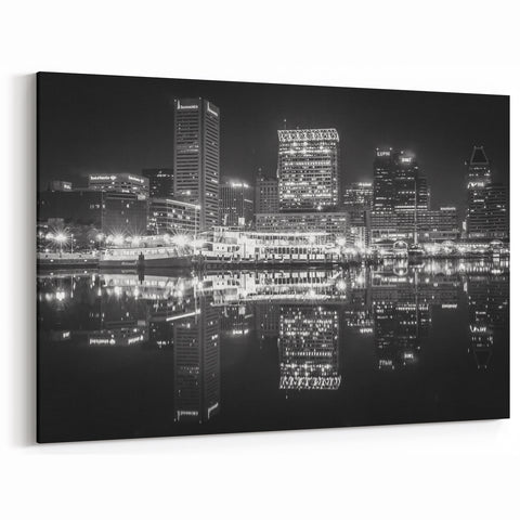 Elegant Baltimore Skyline Art - Black & White Cityscape Wall Decor