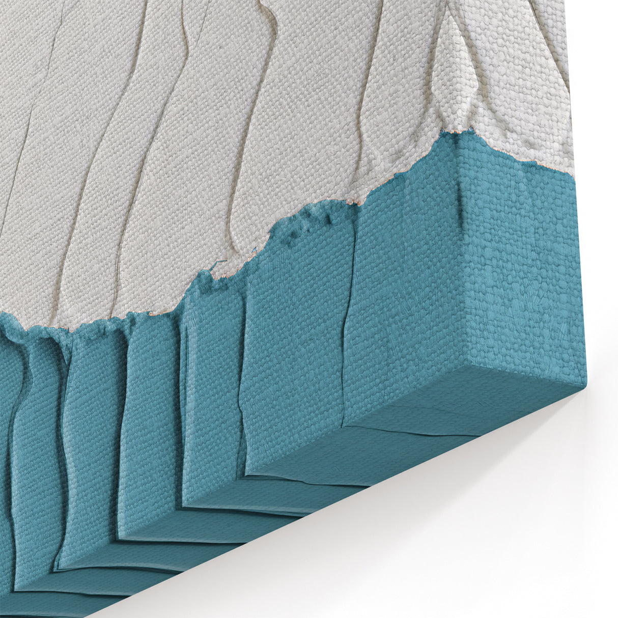 Textured Abstract Art with Coastal Colors of Gold, White, and Teal