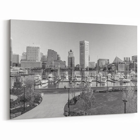 Timeless Baltimore Skyline Art - Black and White Cityscape Decor