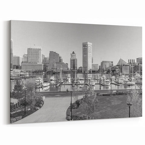 Timeless Baltimore Skyline Art - Black and White Cityscape Decor