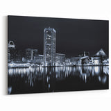 Nighttime Baltimore Skyline Art - Dark Blue Cityscape Decor