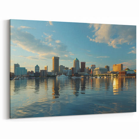 Serene Baltimore Skyline Art - Tranquil Waterfront Cityscape Decor