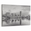 Calm Baltimore Skyline Art - Black and White Harbor Cityscape Decor