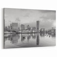 Calm Baltimore Skyline Art - Black and White Harbor Cityscape Decor