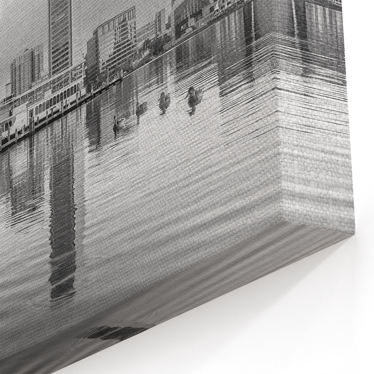 Calm Baltimore Skyline Art - Black and White Harbor Cityscape Decor