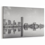 Elegant Baltimore Skyline Art - Black and White Harbor Cityscape