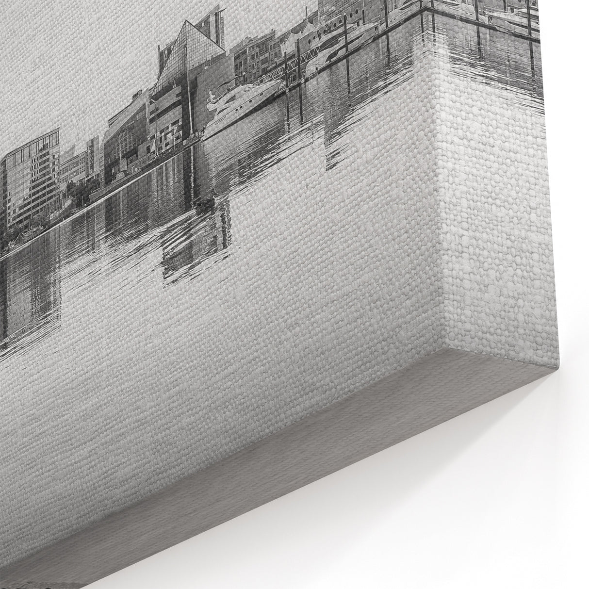 Elegant Baltimore Skyline Art - Black and White Harbor Cityscape