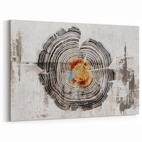 Monochrome Tree Rings Strokes & Lines - Abstract Wall Art