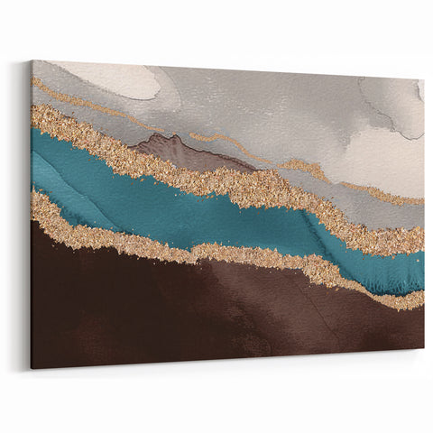 Oceanic Layers Strokes & Lines - Modern Abstract Wall Art Canvas