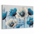 Blue Harmony Floral Strokes & Lines - Modern Abstract Canvas Art