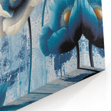 Blue Harmony Floral Strokes & Lines - Modern Abstract Canvas Art