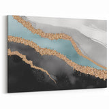 Black & Gold Strokes & Lines - Modern Abstract Canvas Art