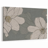 Vintage Floral Line Art - Modern Abstract Flower Canvas Print