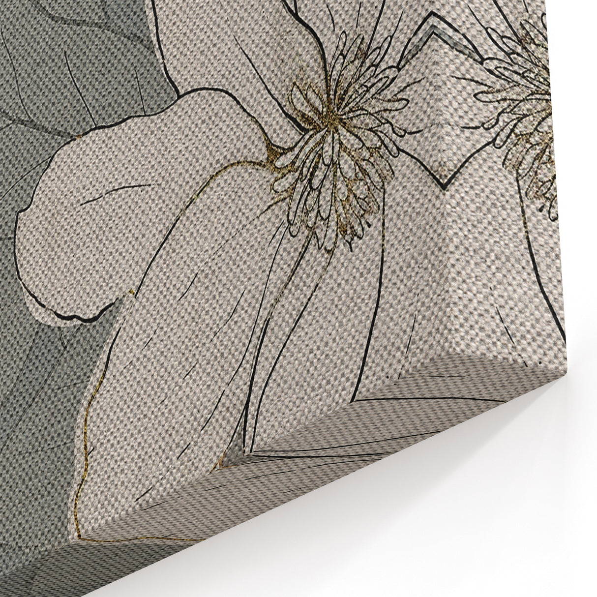 Vintage Floral Line Art - Modern Abstract Flower Canvas Print