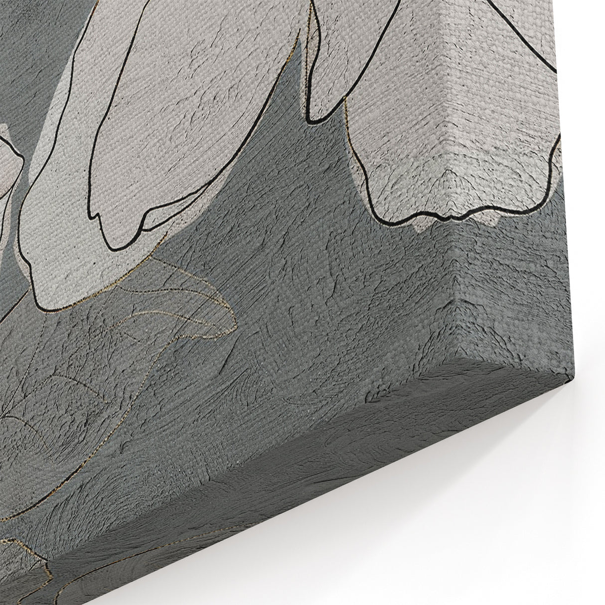 Textured Floral Line Art - Modern Abstract Flower Canvas Print