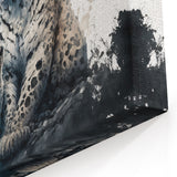 Stylized Snow Leopard Art Print - Black & White Wildlife Canvas