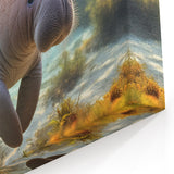 Manatee Canvas Print - Peaceful Coastal Decor - Framed & Acrylic Options