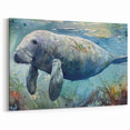 Manatee Art Print - Abstract Marine Life Decor - Canvas, Framed & Acrylic