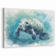 Manatee Framed Art - Gentle Sea Life Decor - Canvas & Acrylic Options