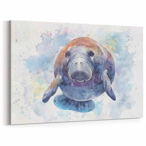 Manatee Art Poster - Vibrant Marine Life Decor - Canvas & Framed Options