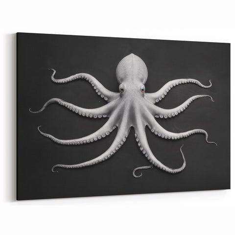 Monochrome Octopus Wall Art - Bold Marine Life Decor in Black & White