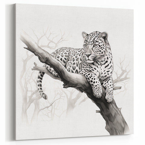 Monochrome Jaguar Art Print - Elegant Wild Cat Decor for Modern Homes