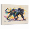 Vibrant Black Panther Canvas Art - Dynamic Wild Cat Decor for Bold Spaces