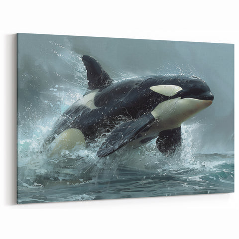Powerful Orca Wall Art - Ocean Life Canvas & Framed Print Decor