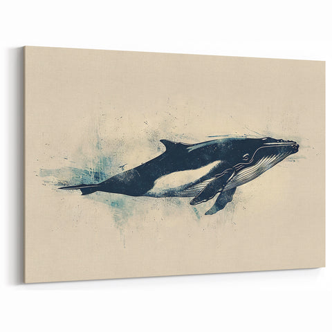 Minimalist Orca Wall Art - Elegant Ocean Life Canvas & Print Decor