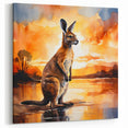 Vibrant Kangaroo Wall Art - Australian Sunset Wildlife Canvas Decor