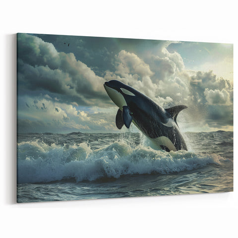 Dramatic Orca Wall Art - Ocean Life Canvas & Framed Print Decor