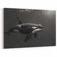 Monochrome Orca Wall Art - Elegant Ocean Life Canvas & Print Decor